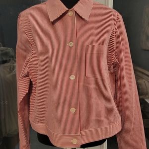 Company Ellen Tracy sz 16 jacket vtg 80s Red White stripe V1